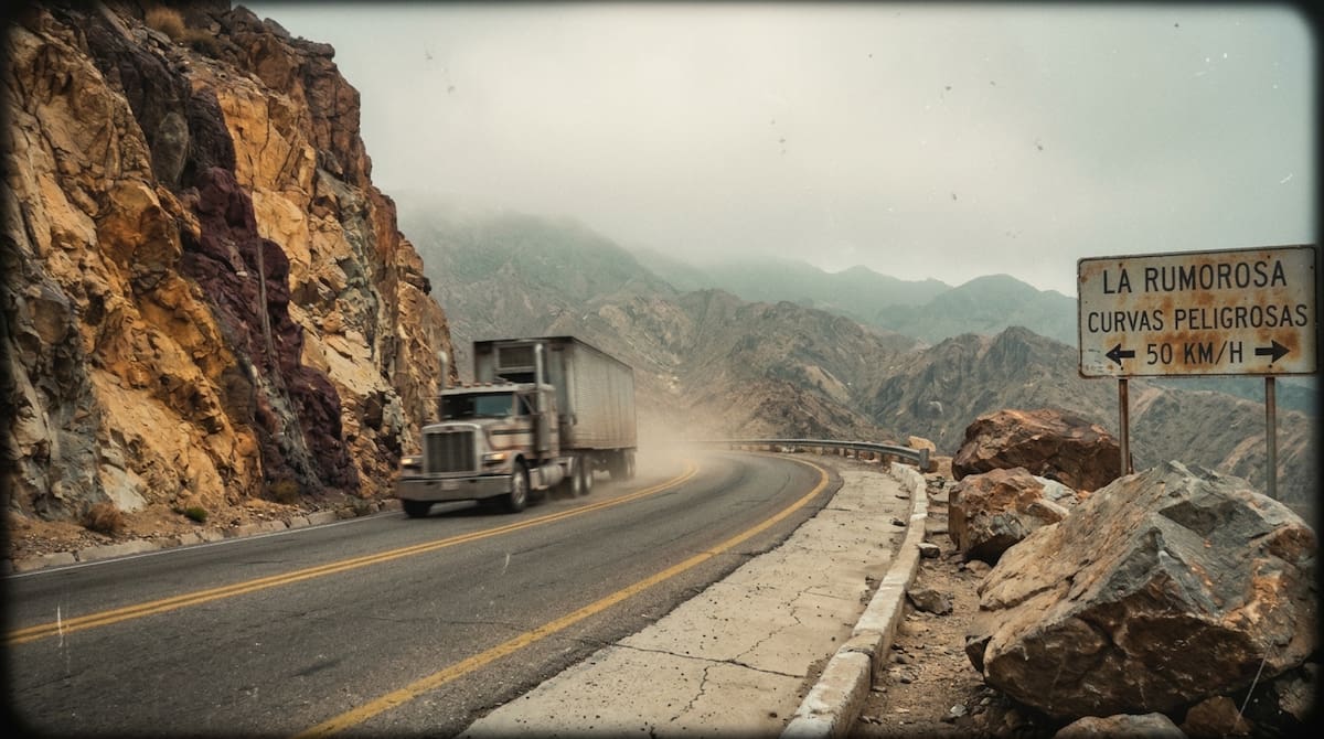 un trailero circulaba a toda velocidad por la carretera de La Rumorosa l Imagen generada con IA