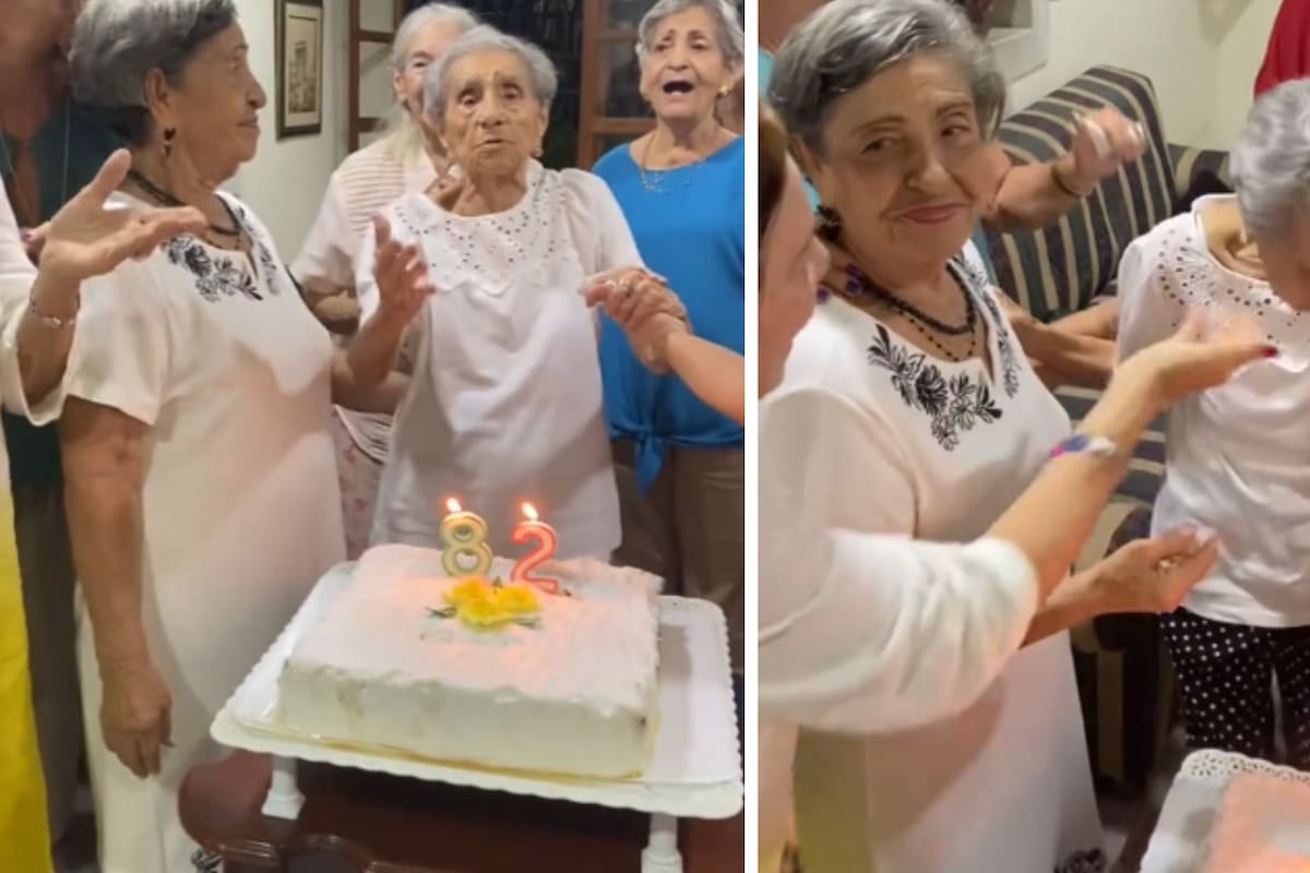 Reviralizan video de abuelita de 104 años bailando con su hija