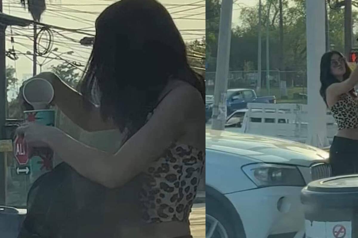 VIRAL: ¡Para una 'Selfie'! Captan a joven vaciando café de Oxxo a un vaso de Starbucks