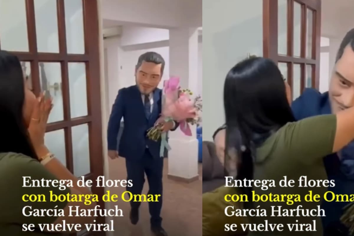Mujer es sorprendida en la oficina el día de su cumpleaños por una botarga de Omar García Harfuch y se vuelve viral en redes