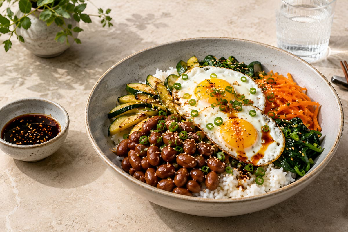 Bibimbap norteño de frijol pinto