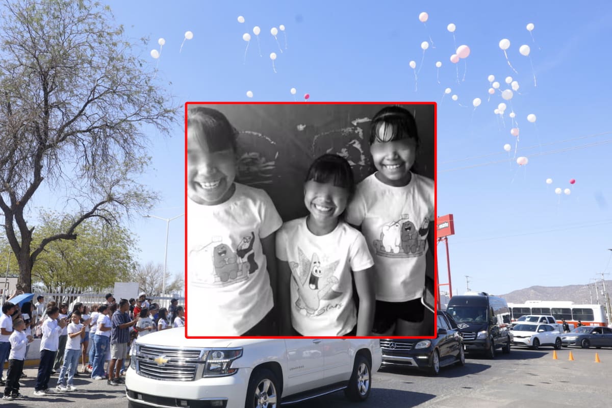 Realizan entierro de las tres niñas asesinadas en Hermosillo junto a su madre; honran su memoria con globos blancos