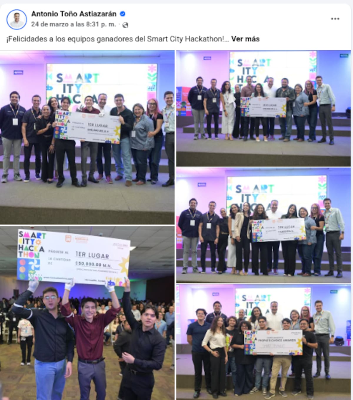 Fotografía compartida en redes sociales del alcalde Antonio "Toño" Astiazarán