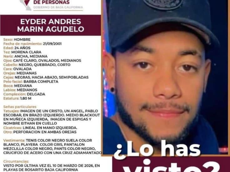 Buscan a joven colombiano desaparecido en Tijuana; investigan posible ruta hacia Rosarito