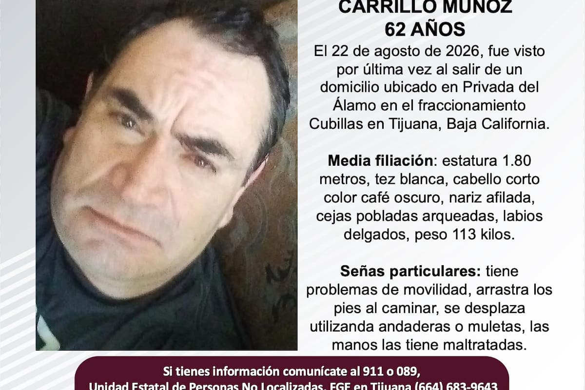 Se busca Sergio Francisco Carrillo Muñoz de 62 años