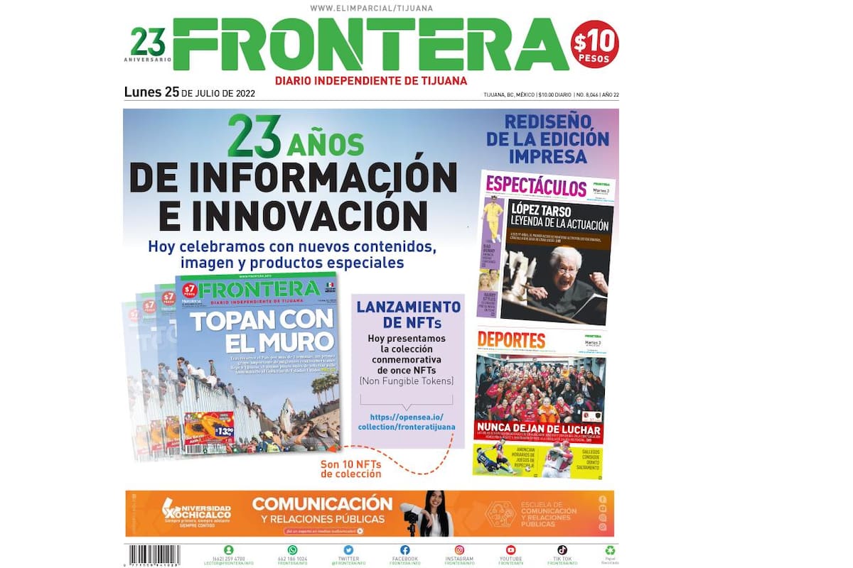 Lanza FRONTERA rediseño por 23 aniversario