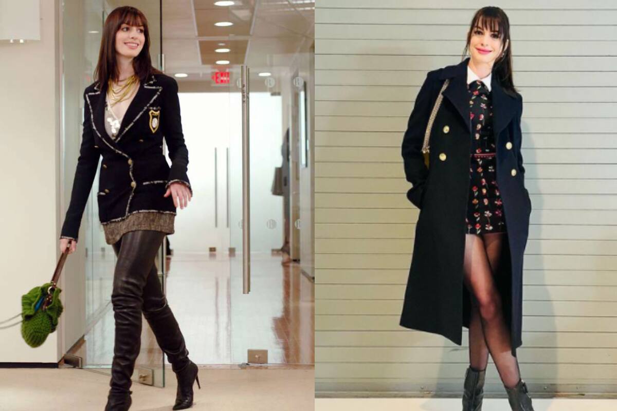 Anne Hathaway recrea icónico look de su personaje en "El diablo viste a la moda"