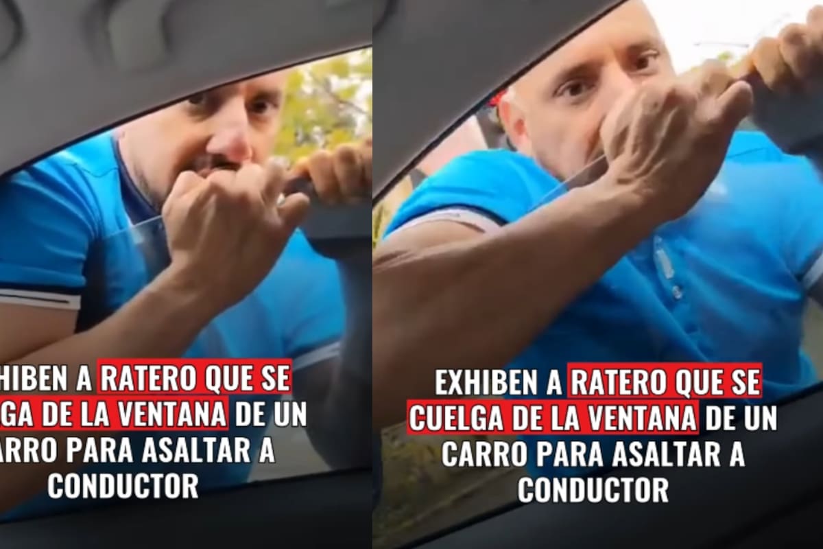 “Por eso siempre debes comprar gas pimienta”: hombre graba a un asaltante que se colgó de la ventana de su auto en movimiento