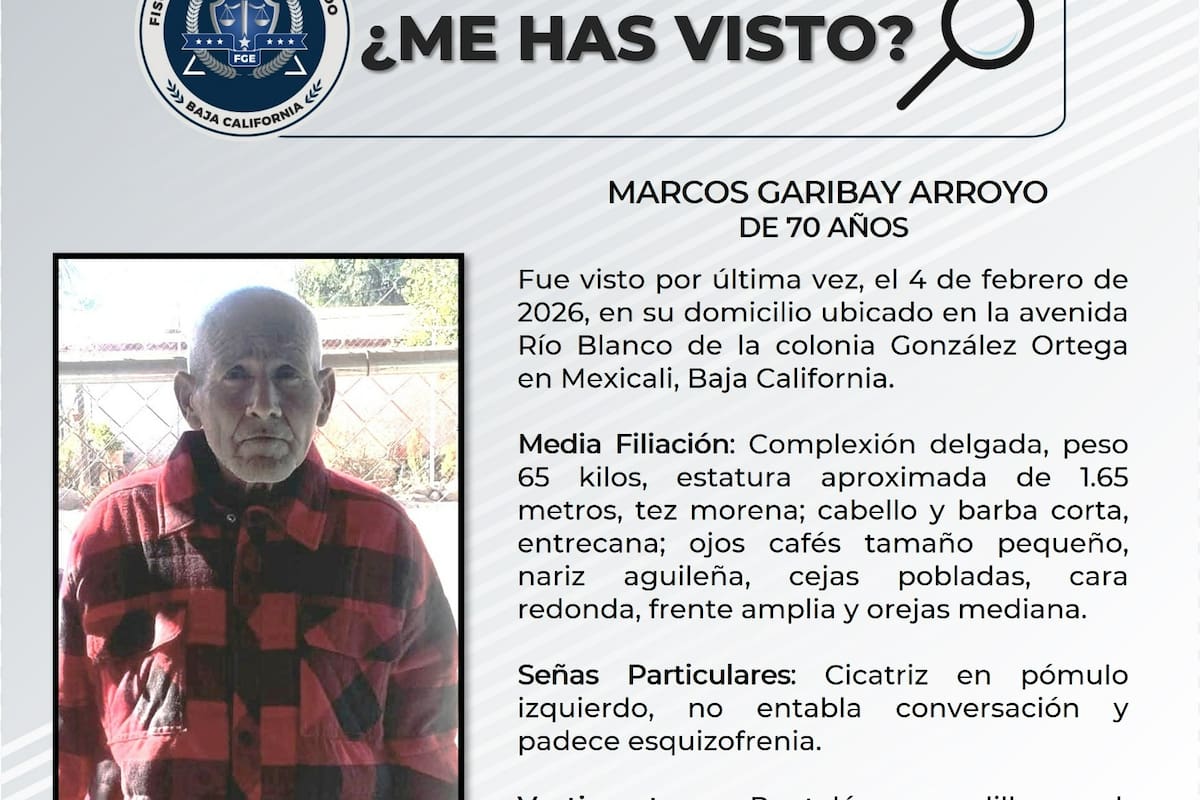 Se busca a Marcos Garibay Arroyo de 70 años