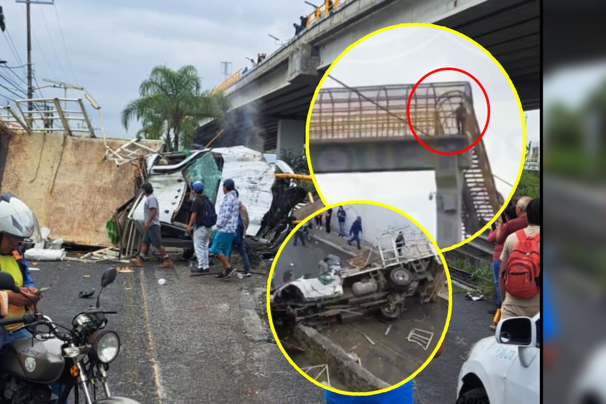 VIDEO: ¡No le tocaba! Conductor se lanza en su camión de puente vehicular y al sobrevivir se tira de un puente peatonal; también sobrevivió de la segunda caída (IMÁGENES FUERTES)