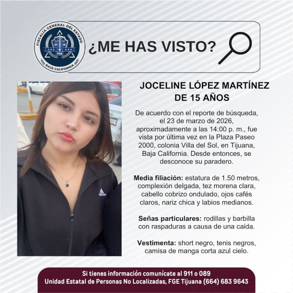 Fue vista por última vez el 23 de marzo de 2026.