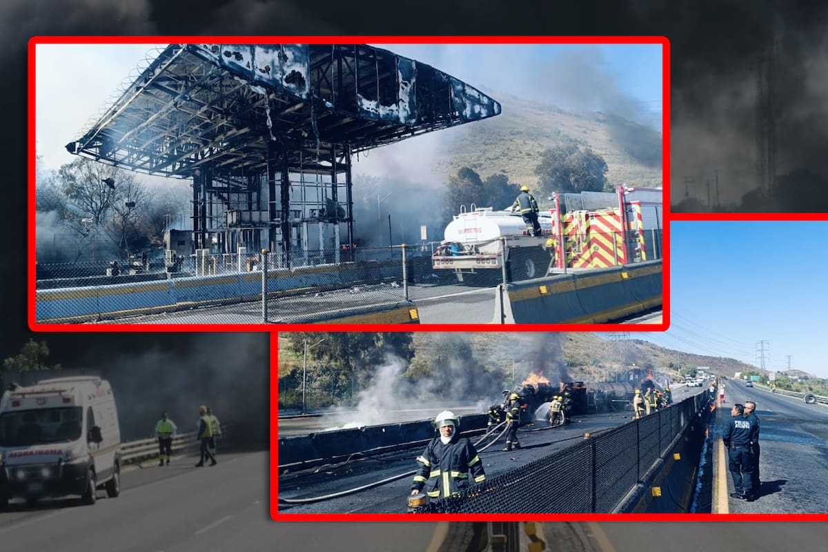 Pipa de Pemex se impacta contra caseta de cobro y explota