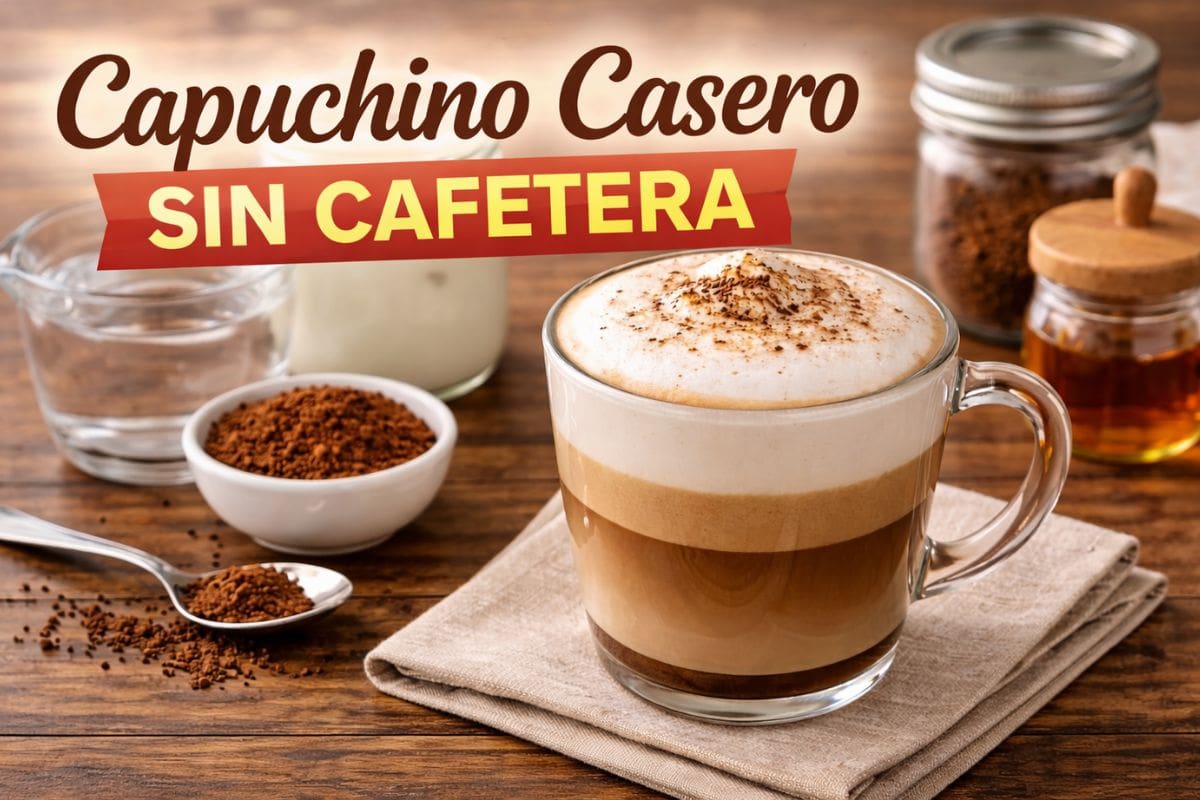 Aprende a preparar un capuchino casero SIN cafetera, con espuma y en pocos minutos, usando solo lo que tienes en casa