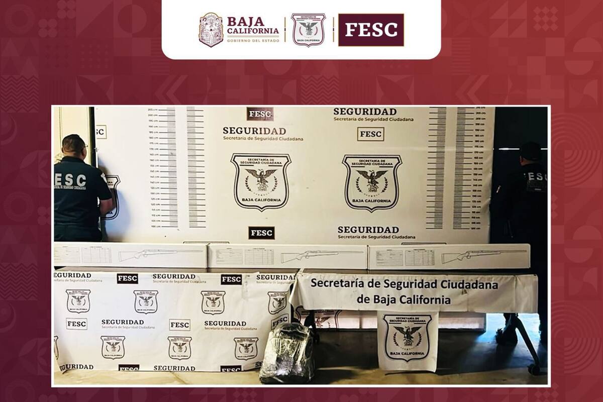 Aseguran armas, chalecos balísticos y auto robado en Tecate
