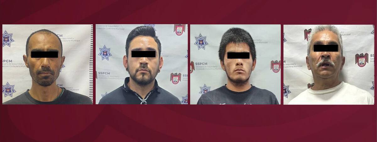 Los detenidos están identificados como: Jessy “N” de 43, Jesús “N” de 27 años, Leonardo “N” de 25 años y Gabino “N” de 54 años.