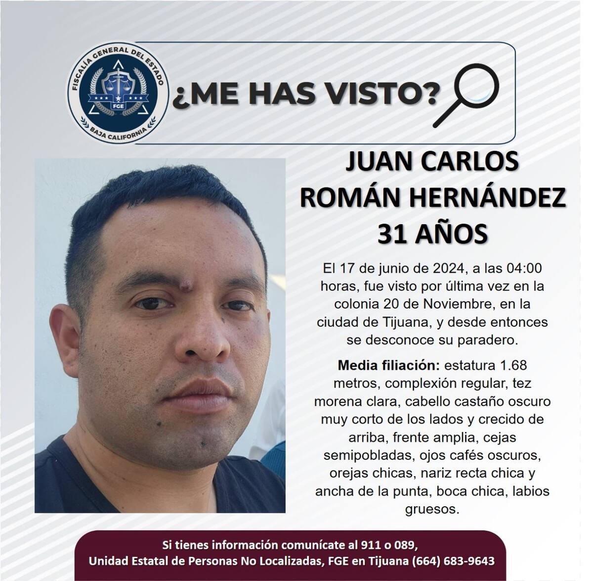 Fue visto por última vez el pasado 17 de junio.