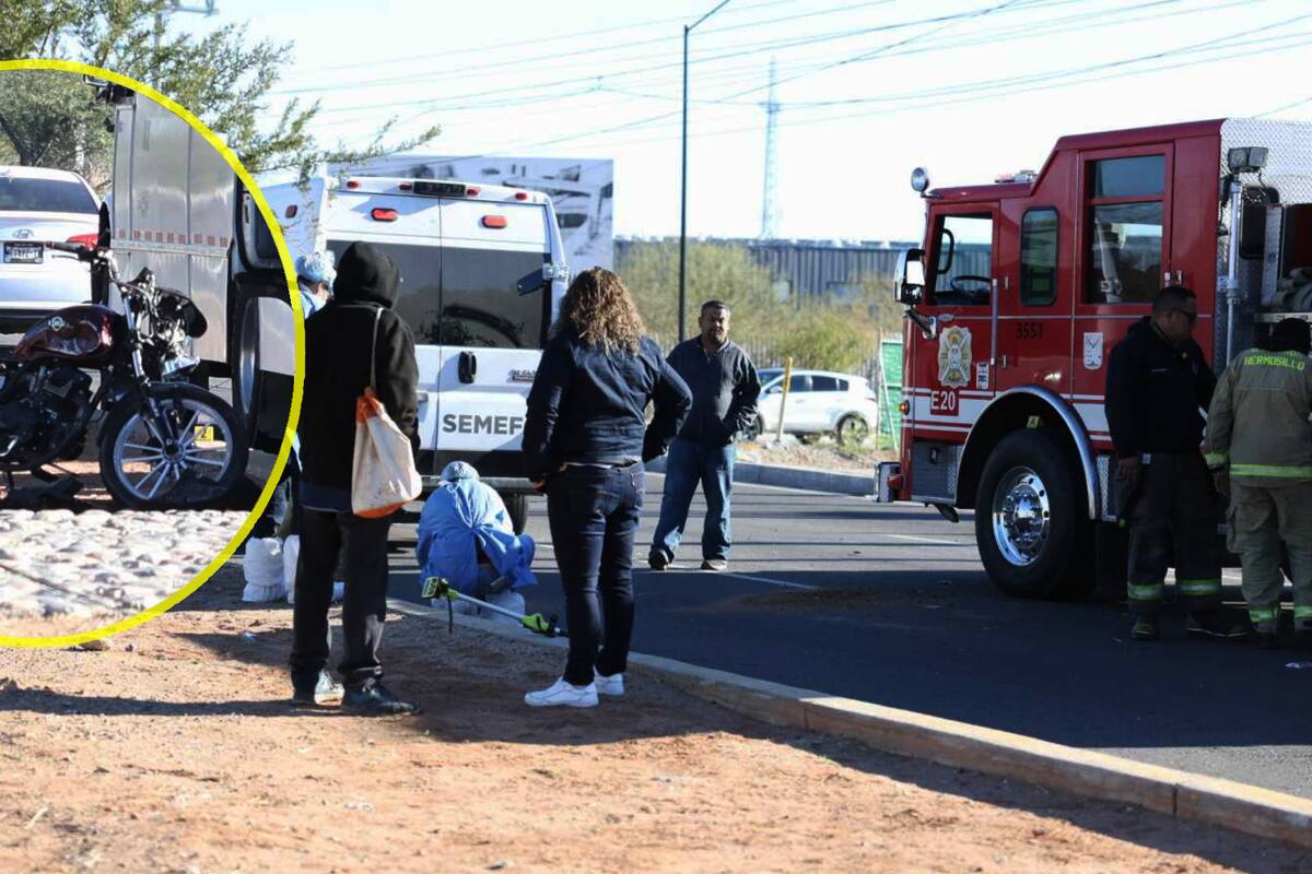 Muere motociclista al impactarse con camión en Hermosillo