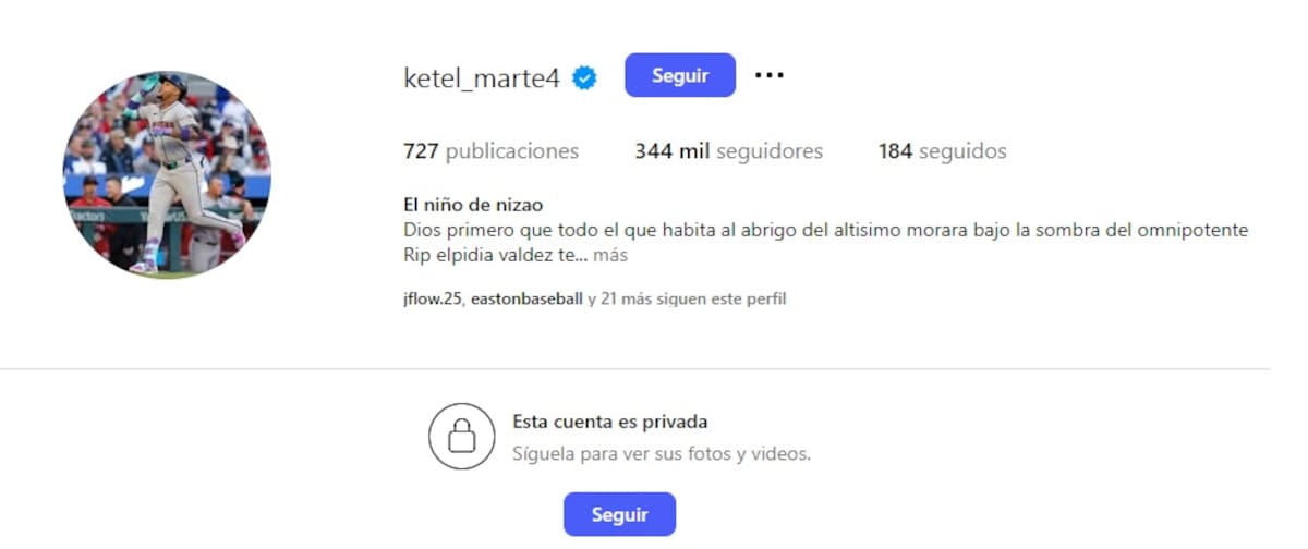 Ketel Marte ha restringido el acceso a su instagram.