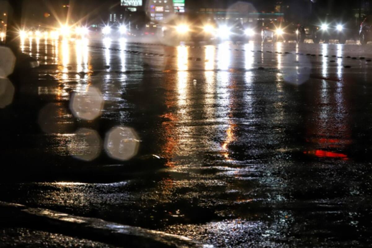 Lluvias causa encharcamiento en desnivel de la carretera San Felipe