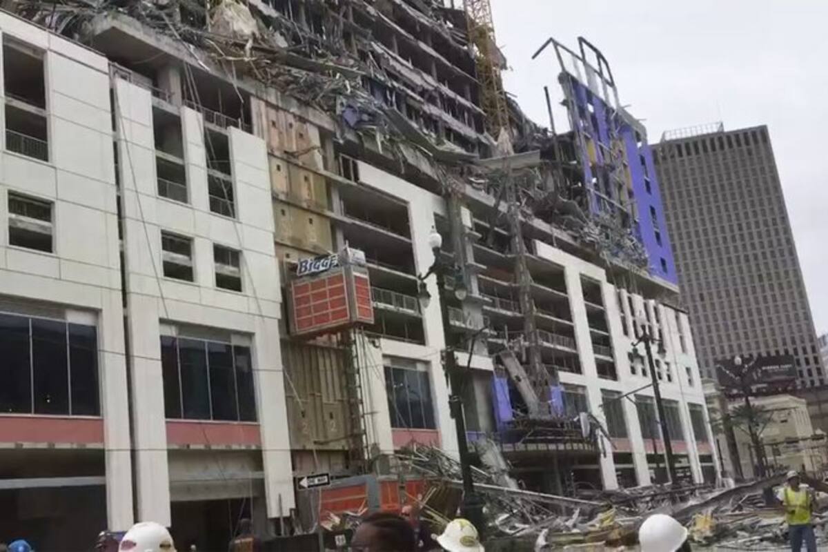 ¡Terrible! Momento en que colapsa el Hard Rock Hotel en Nueva Orleans