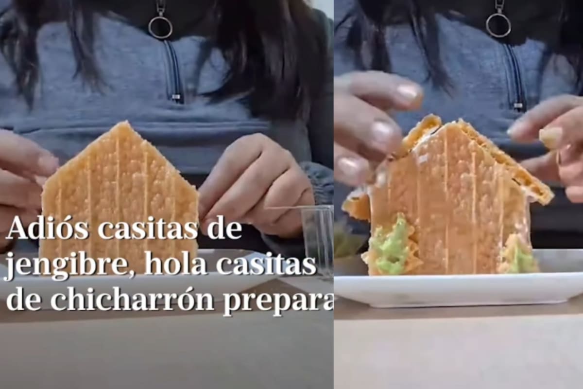 “Una casita navideña mexicana”: Joven recrea la clásica casita de jengibre, pero usando un chicharrón preparado