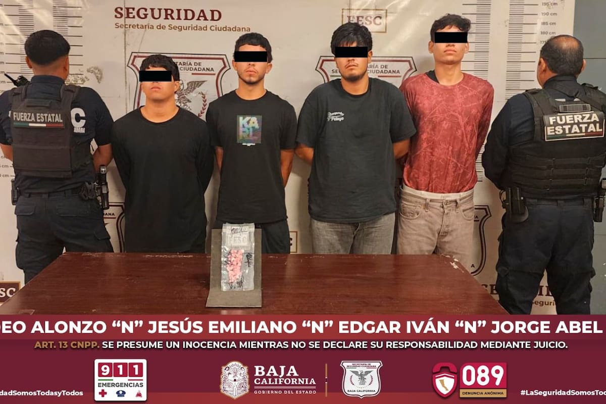 Detienen a cuatro jóvenes con metanfetamina en la carretera Tijuana-Tecate