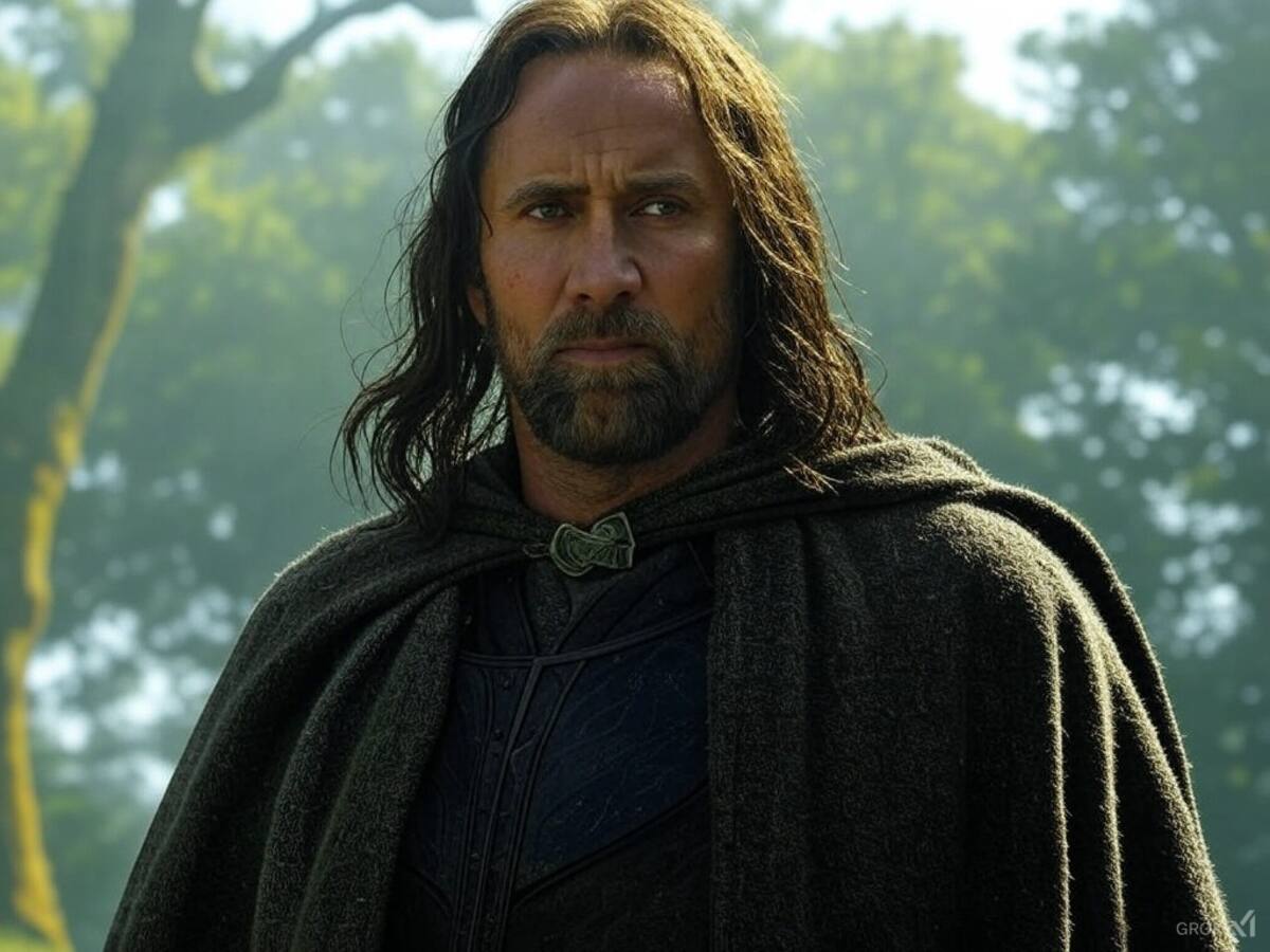 Así se hubiera visto Nicolas Cage como Aragorn en el señor de los anillos, según Grok.