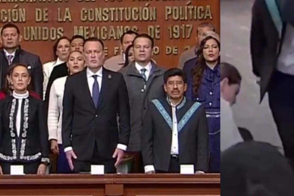 Viralizan video de colaboradores limpiando zapatos al presidente de la SCJN Hugo Aguilar en acto por la Constitución en Querétaro y aclaran que fue lo que sucedió