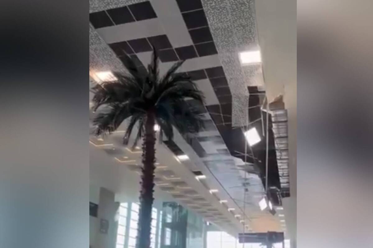 Video: Reportan caída de plafón del AIFA a través de redes sociales