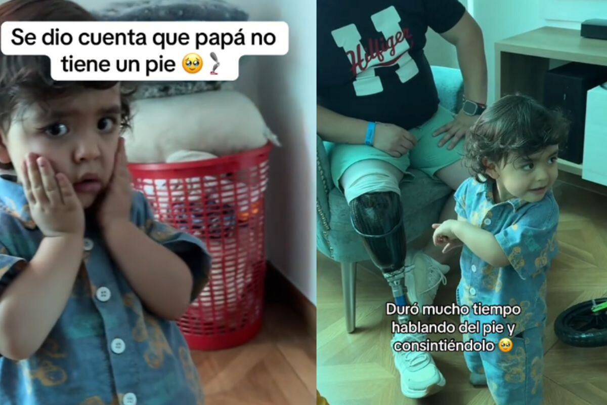 Así fue la reacción de un bebé tras darse cuenta de que su padre no tiene una pierna