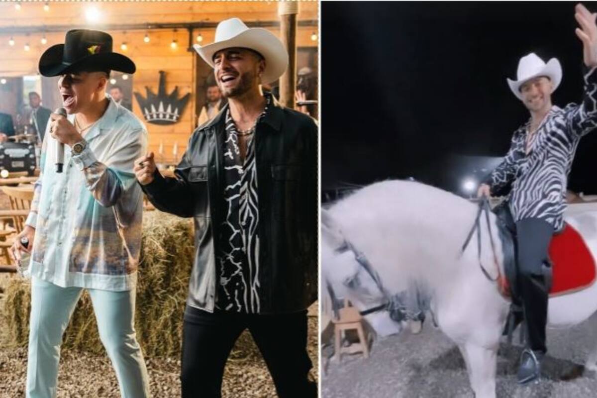 Grupo Firme canta con Maluma “Acá Entre Nos” y el reguetonero monta a caballo durante su convivencia en Colombia