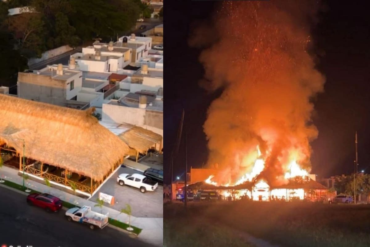 Así fue el terrible incendio de una famosa marisquería en Colima