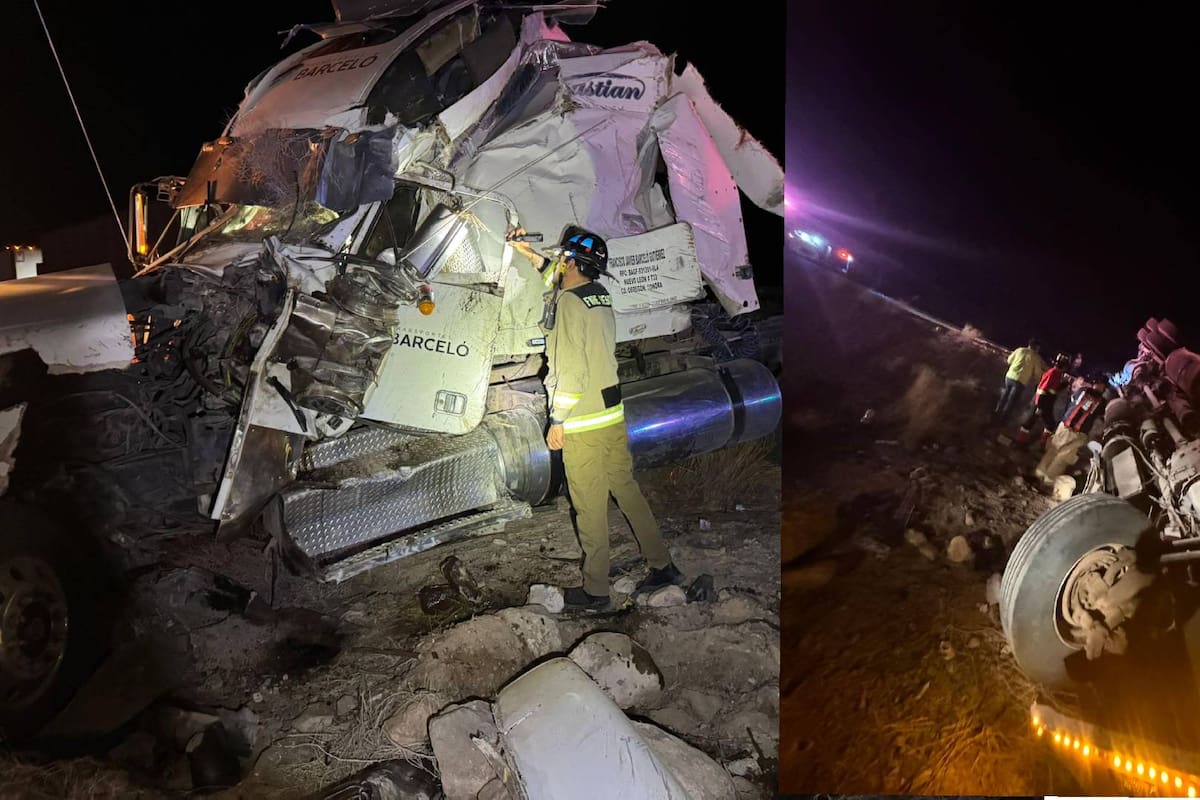 Aparatosa volcadura de tráiler en la carretera San Luis–Sonoyta