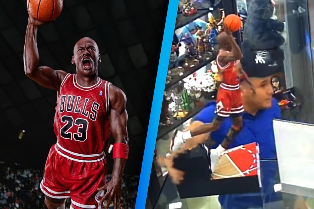 Roban figura de Michael Jordan de $33 mil pesos en CDMX; todo quedó grabado en video