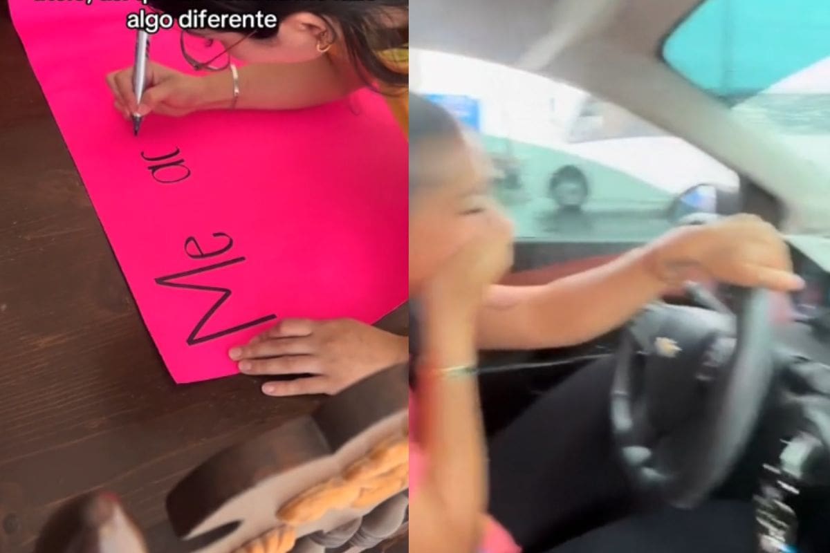 La familia de esta mujer no pudo asistir a la ceremonia y se le ocurre una idea para festejarse