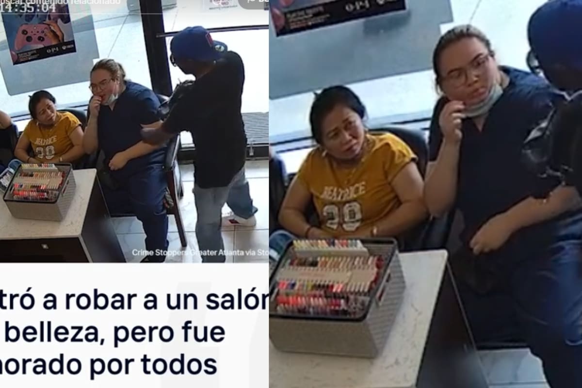 Hombre entra a robar a un salón de belleza, pero todos lo ignoran y termina yéndose