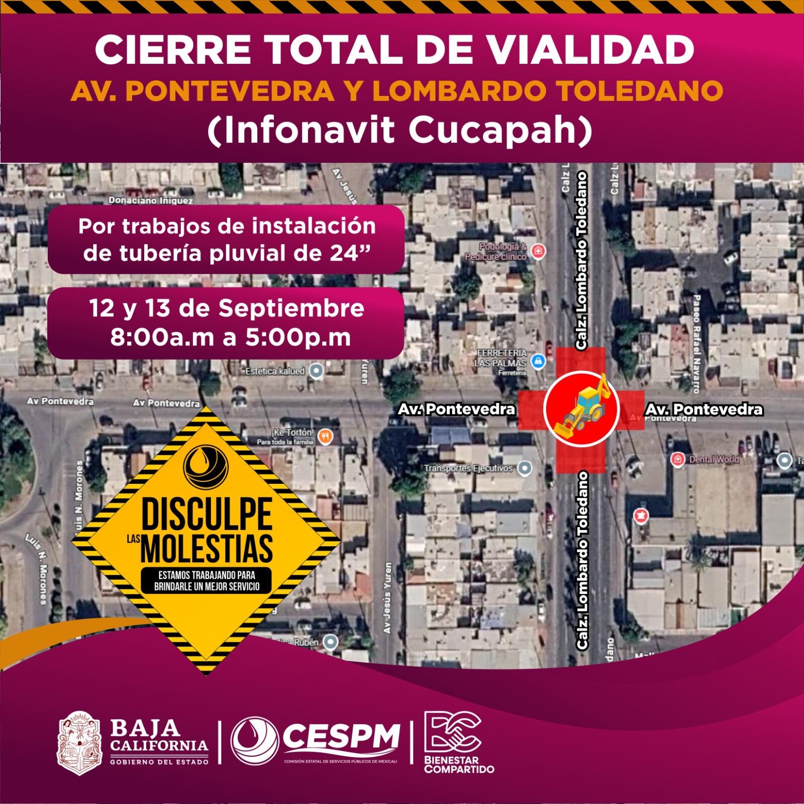 El cierre está programado para los días 12 y 13 de septiembre, en un horario de 8:00 de la mañana a 5:00 de la tarde para ambos días. Foto: Cortesía