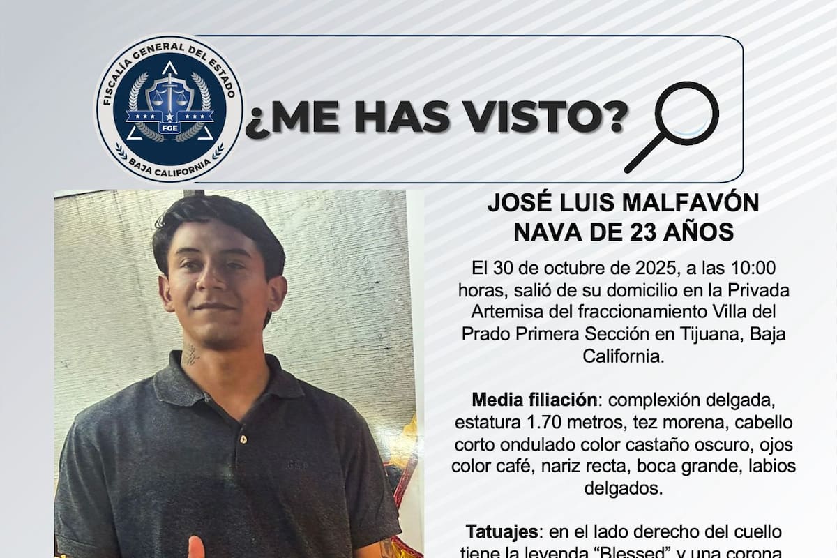 Se busca a José Luis Malfavón Nava de 23 años