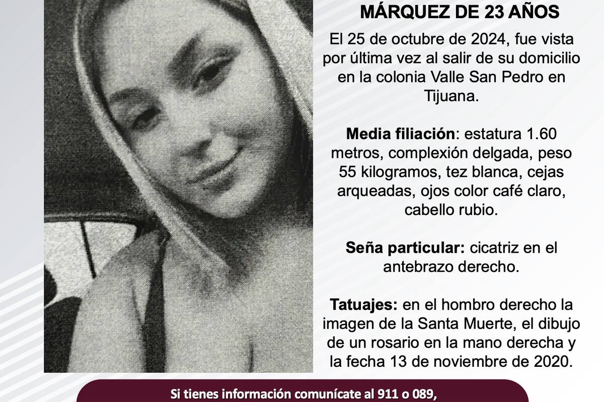Se busca a Yesenia Narciso Márquez de 23 años de edad