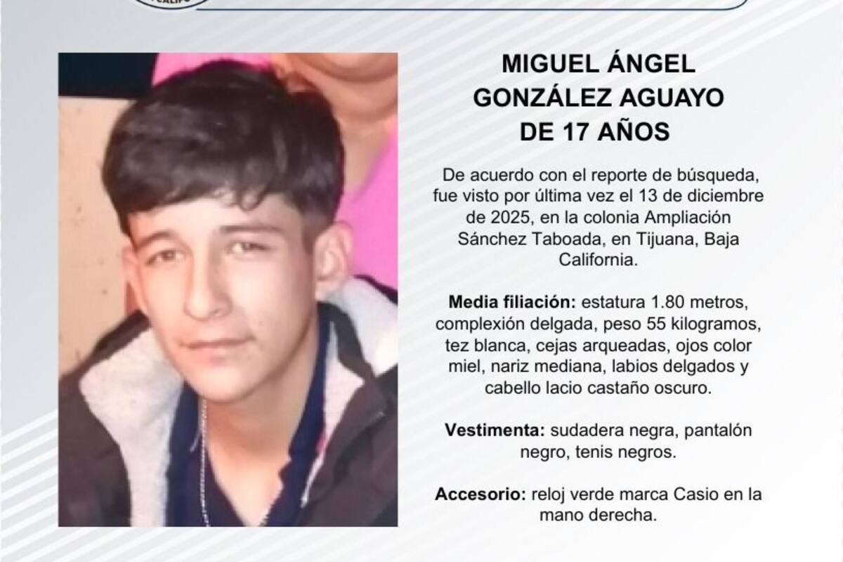 Se busca a Miguel Ángel González Aguayo de 17 años