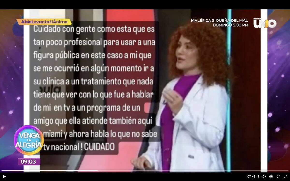 Ninel Conde arremetió en sus redes contra especialista de belleza