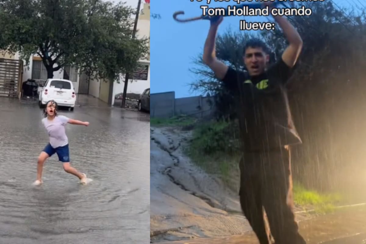 Jóvenes aprovechan las calles inundadas por recientes lluvias para hacer el trend de “Umbrella” de Rihanna