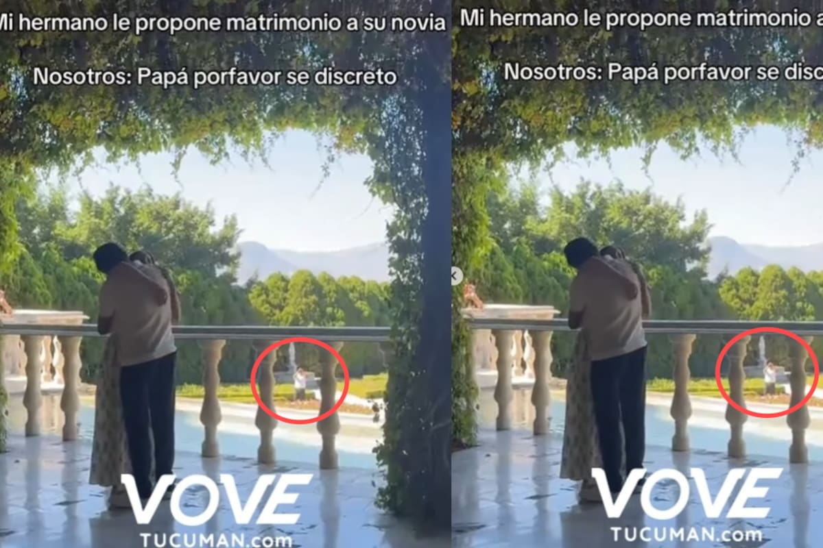 “Mi papá siendo discreto”: Joven le propone matrimonio a su novia y su padre no se pierde el momento especial