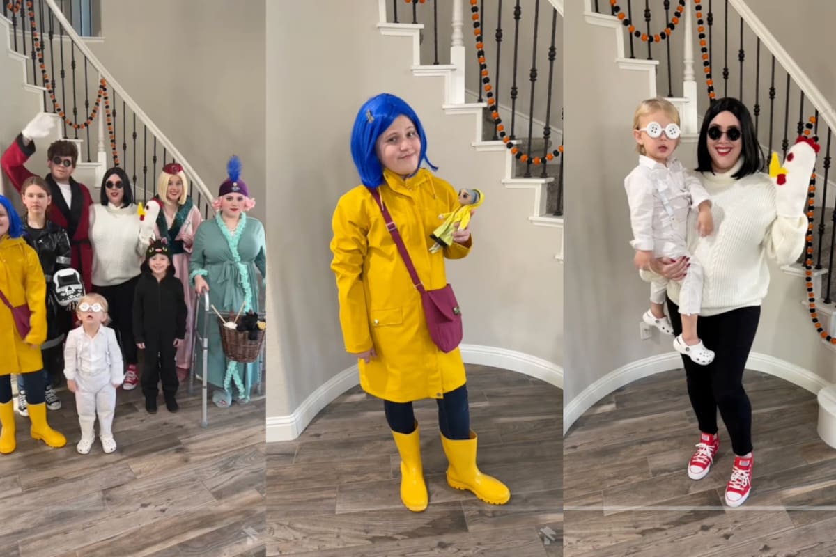 Familia asombra en redes al vestirse como los personajes de la película ‘Coraline’