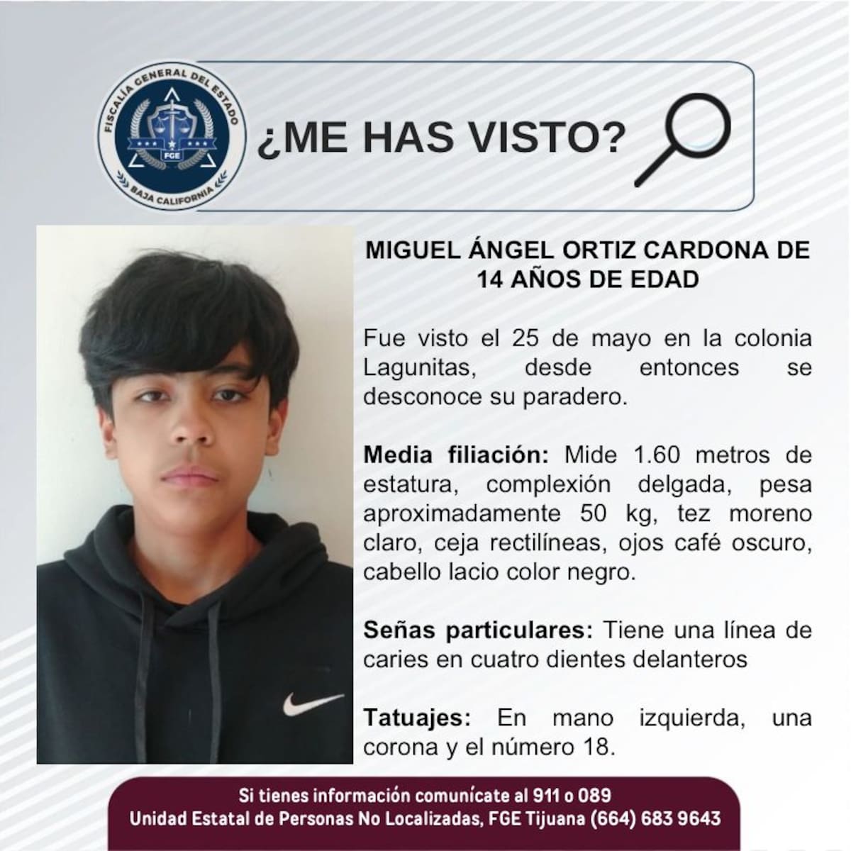 Miguel Ángel Ortiz Cardona fue visto por última vez el 22 de mayo de 2025.