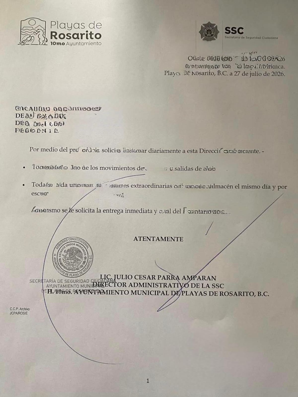 Agentes municipales acusan presuntos cobros ilegales, falta de equipo y fallas administrativas en la Secretaría de Seguridad Ciudadana de Rosarito.
Fotos: Carmen Gutiérrez.