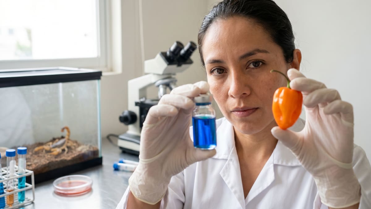 Del chile habanero se obtuvo el péptido defensina J1-1, base del fármaco XisHar J1-1, que mostró capacidad para combatir Pseudomonas aeruginosa, un patógeno clasificado como de alta prioridad por la OMS. /Ilustrativa hecha con IA