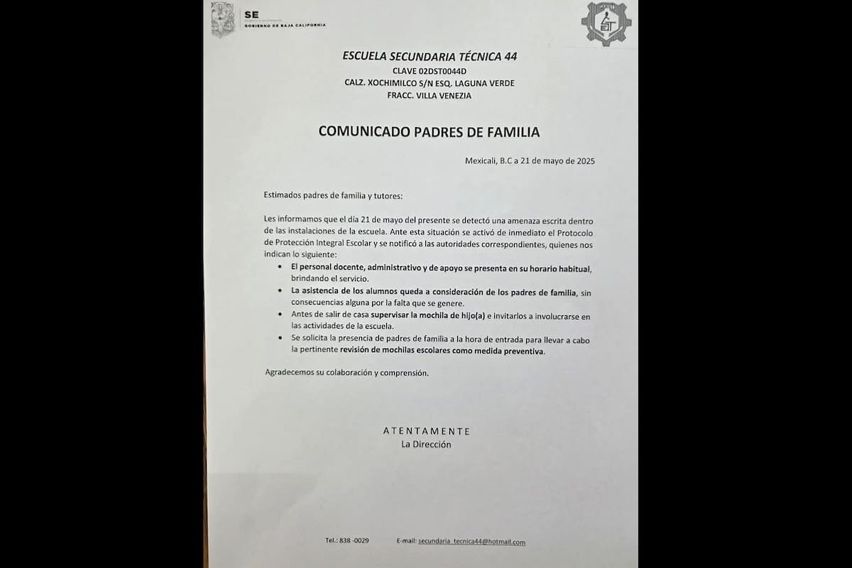 Activan protocolos en plantel educativo por amenazas de tiroteo