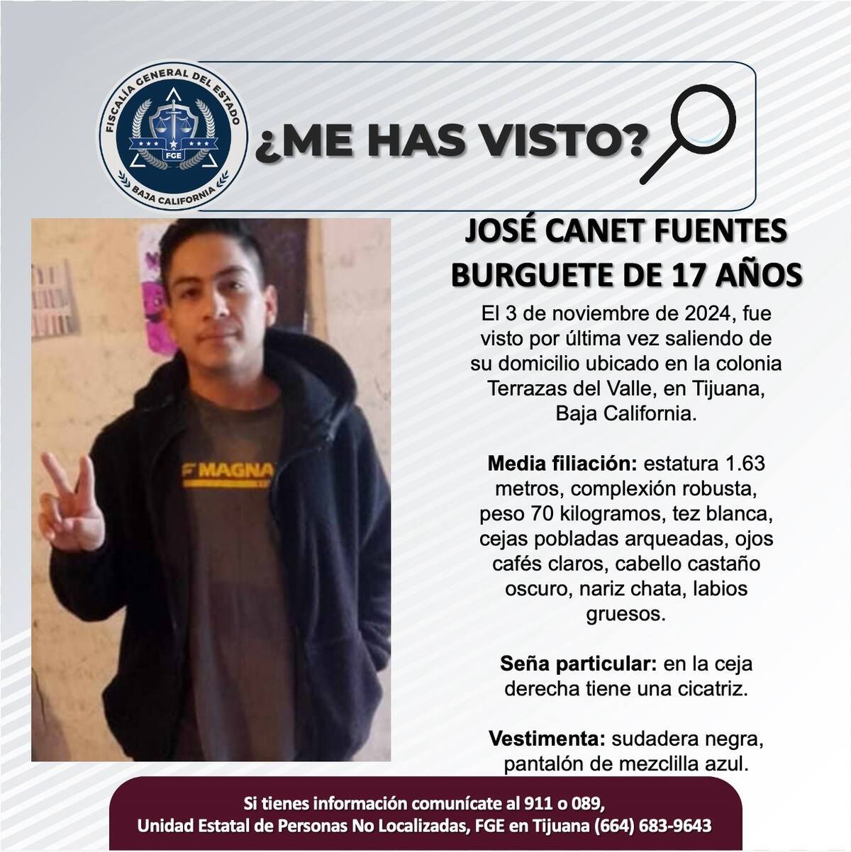 José Canet Fuentes Burguete fue visto por última vez el 3 de noviembre de 2024.