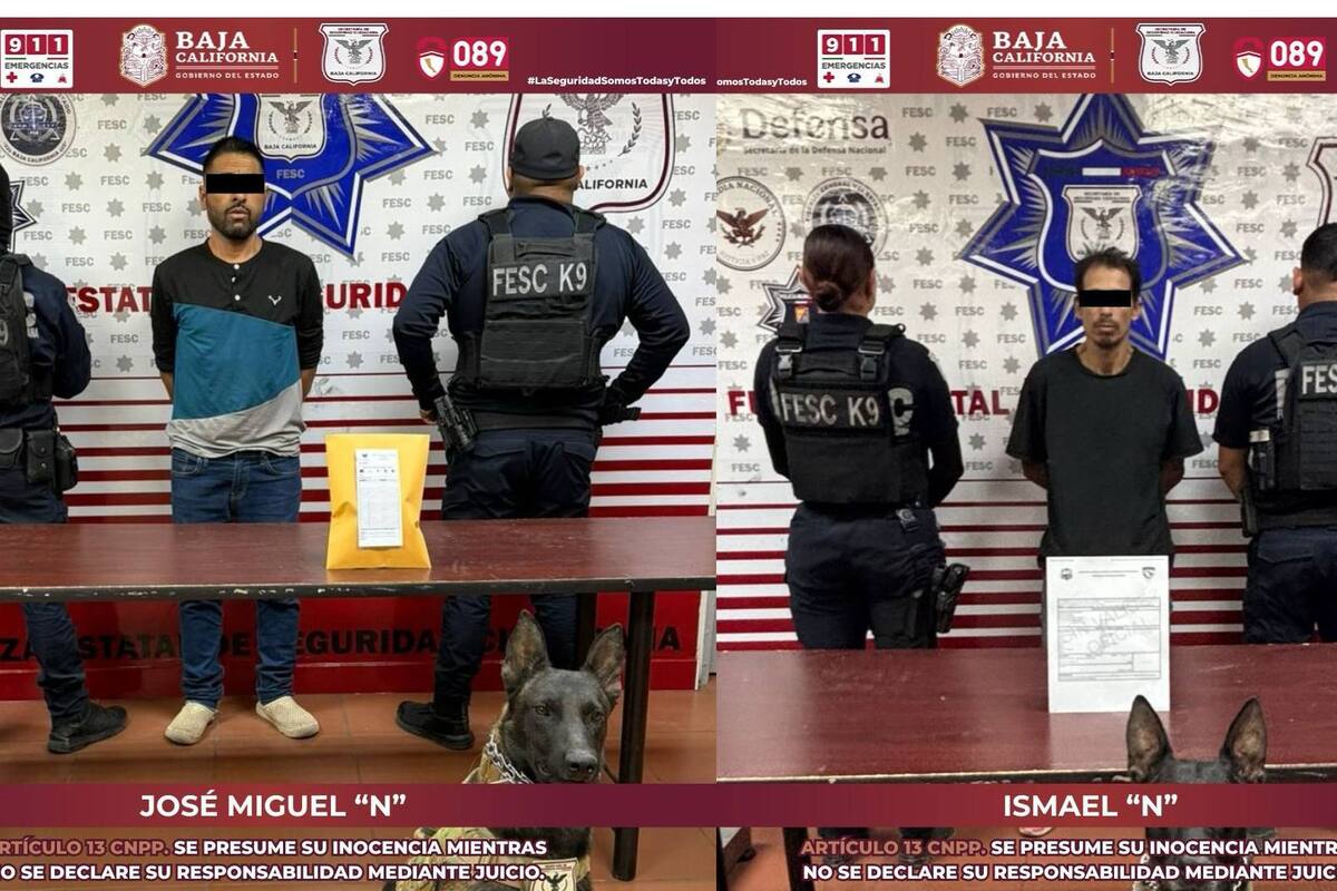 Uno iba en motocicleta robada y otro intentó deshacerse de bolsas con mariguana; ambos fueron detenidos
